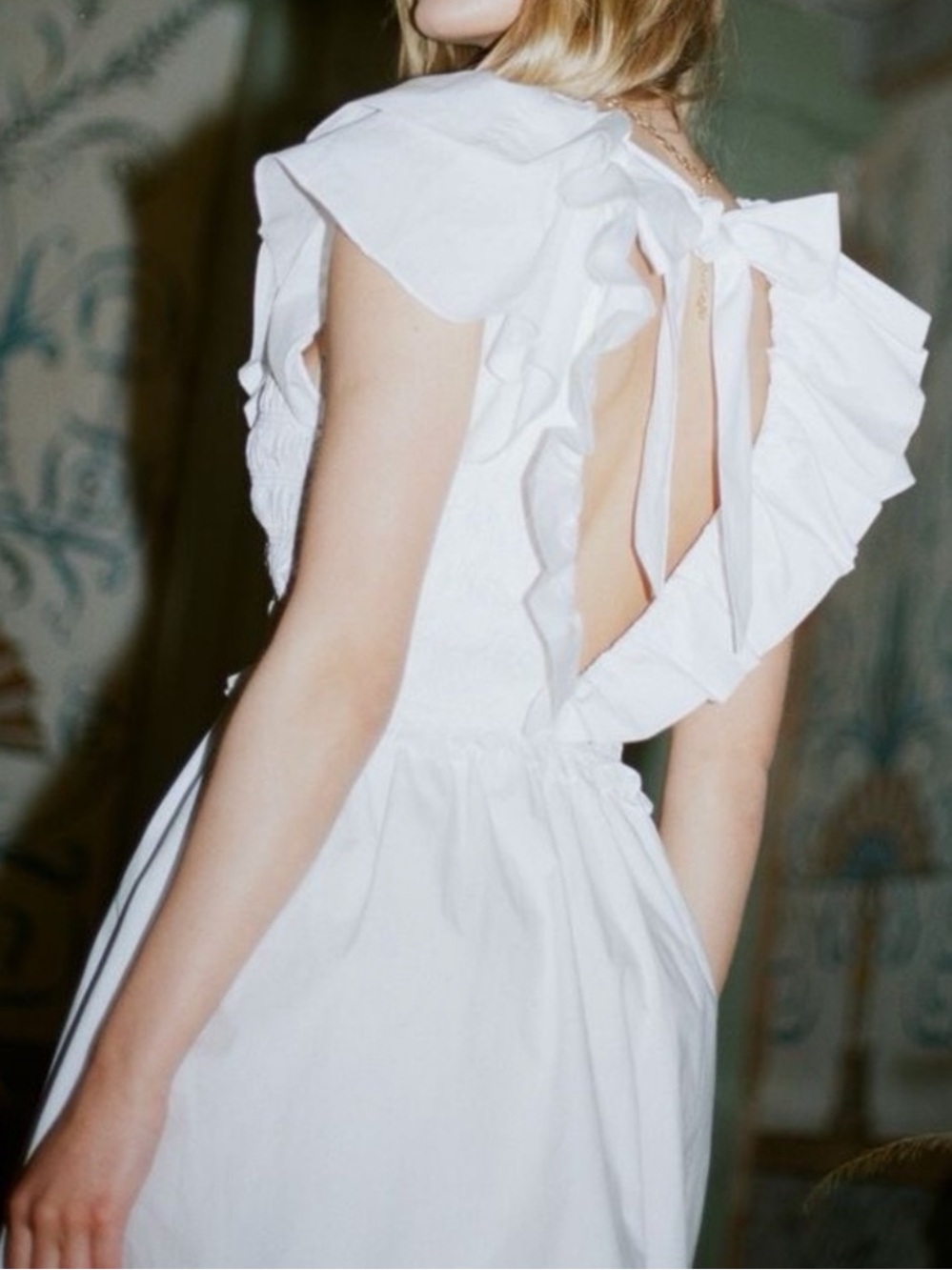 NWT Cleobella White Ruffle Tie-Back Dress